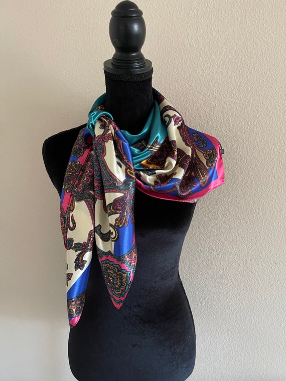 Vintage Scarf - Women Scarf - Neck Silk Scarf - H… - image 5