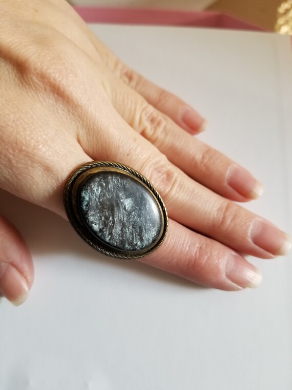 LABRADORITE RING -Adjustable Ring - Bronze Ring -… - image 1