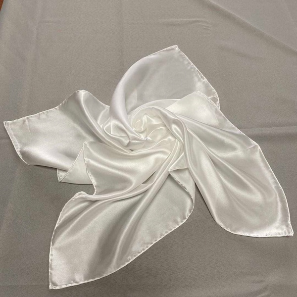 Habotai Silk Scarf - Blank Silk Scarf - Silk Scarf For Crarft - Pure Silk Habutai 12 mm Satin Scarf - Scarf for Dyeing - White Plain Scarf