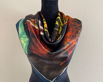 Head Scarf -  Women Neck Scarf - Hair Scarf - Women Bag Scarf - Luxury Silk Scarf - Designer Scarf - Fashion Scarf - Silk  Bandana