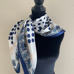 Polka Dot Scarf - Women Silk Scarf - Neck Scarf - Handbag Scarf - Vintage Scarf - Head Wrap - Fashion Scarf - Designer Scarf - Silk Bandana image 4