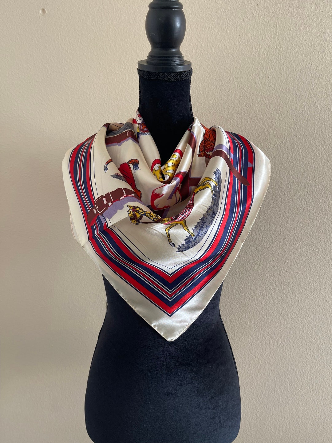 Vintage Inspired New Scarf Horse Print Scarf vintage Scarf Etsy