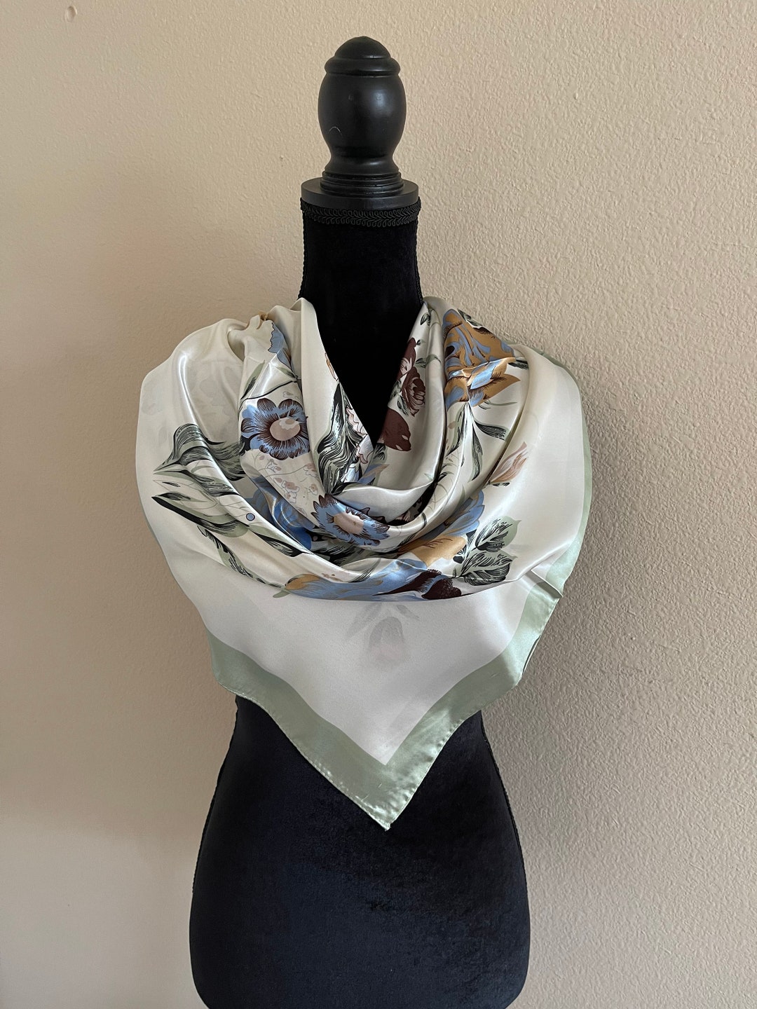 Vintage Scarf Neck Silk Scarf Hair Cover Head Scarf Vintage Style 80 90s Luxury Silk Scarf