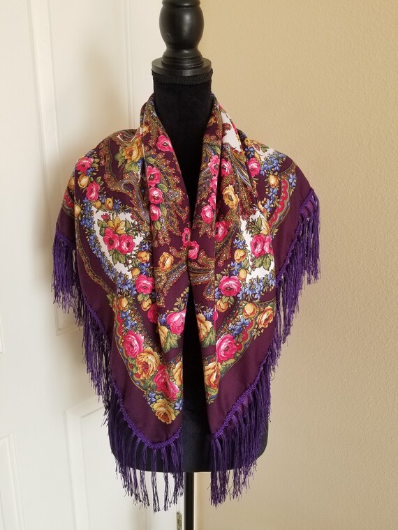 Floral Shawl - Traditional Women Scarf - Women Wi… - image 6