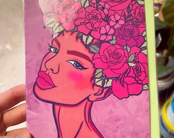 Floral Goddess blank cards by Frida Design - comes with pastel green envelope