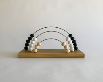 Black and White Rainbow Abacus, Rainbow Abacus, Natural Wooden Abacus, Boho Nursery Decor, Kids Room Decor, Baby Shower Gift