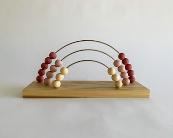 Blush and Rose Pink Rainbow Abacus, Rainbow Abacus, Natural Wooden Abacus, Boho Nursery Decor, Kids Room Decor, Baby Shower Gift