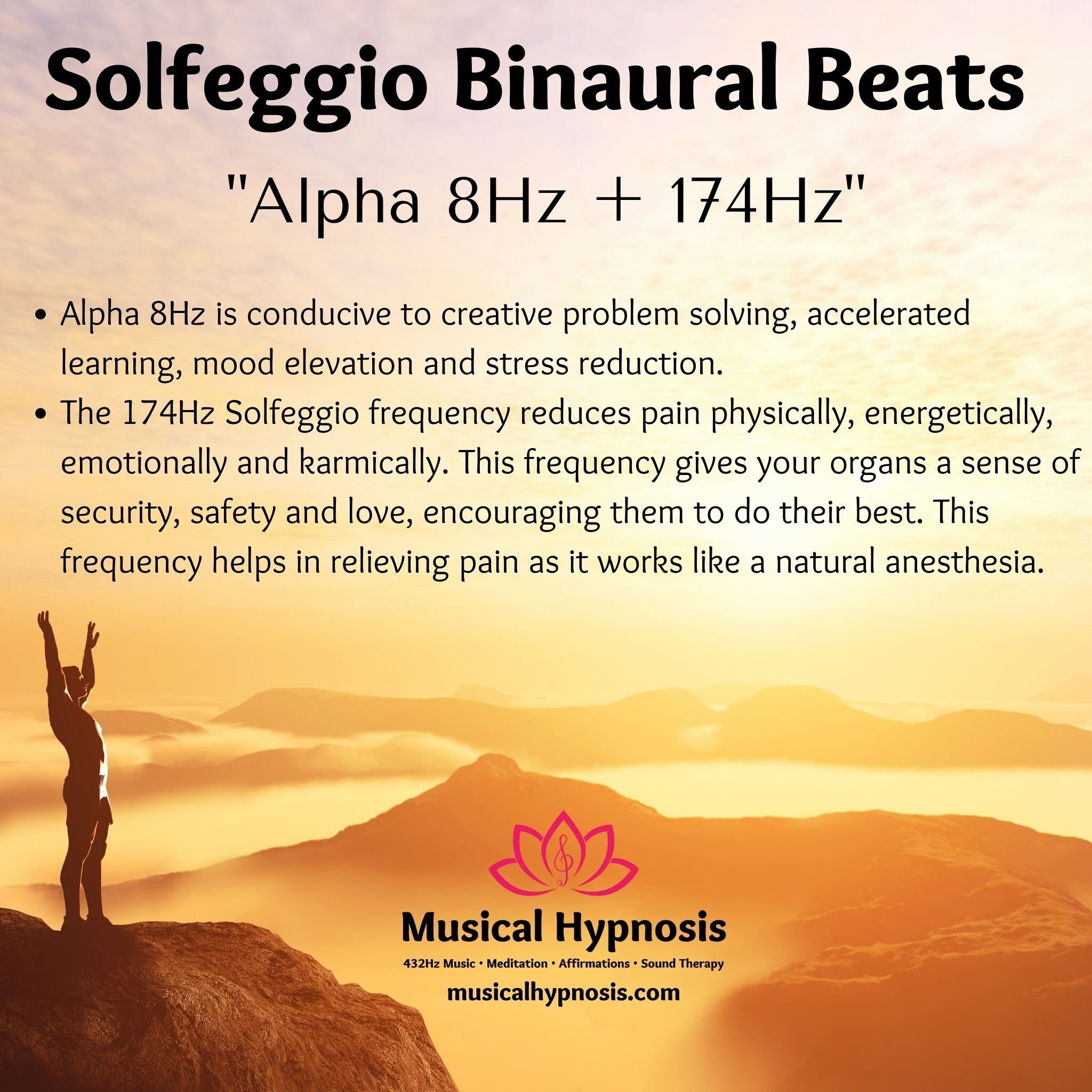 Binaural Beat Alpha 8hz 174hz Solfeggio Carrier Frequency Etsy