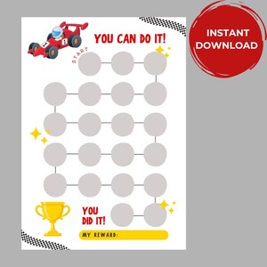 Kaart autogedrag Gedragskaart Kaart onbenullig karwei Karweitje Beloningsschema Afdrukbare stickerkaart Beloningstabel jongen Raceauto Beloningstabel
