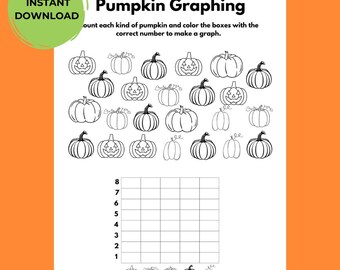 Pumpkin Counting Printable Preschool Math Pumpkin Graphing Worksheet Teach Numbers Educational Worksheet Homeschool Counting Activity
