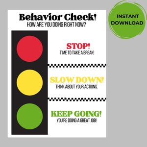 Stop Light Behavior Chart Printable Kids Behavior Chart Behavior Chart Visual Self Behavior Management Visual Classroom Behavior Management