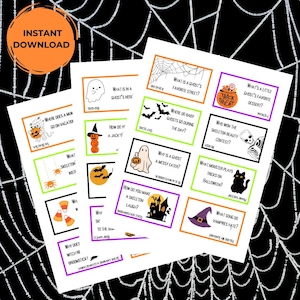 Blagues sur la boîte à lunch pour enfants Notes de boîte à lunch d'Halloween pour enfants Notes de boîte à lunch imprimables PDF Blagues sur la boîte à lunch