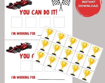 Rennwagen-Token-Wirtschaft, Printable Token Board, ABA, Autismus-Ressource, Incentive-Chart, Positive Verstärkung, Verhaltensänderung, Belohnungssystem