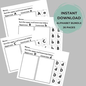 Cut & Paste Alphabet Worksheets Preschool Learning Homeschool Learning Education Printables Alphabet Bundle Teacher Worksheets