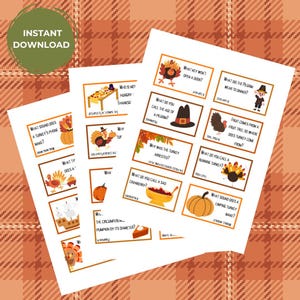 Cartões de piadas de Ação de Graças Piadas de lancheira infantil Anotações de lancheira de Ação de Graças para crianças Anotações de lancheira para impressão em PDF Piadas de lancheira
