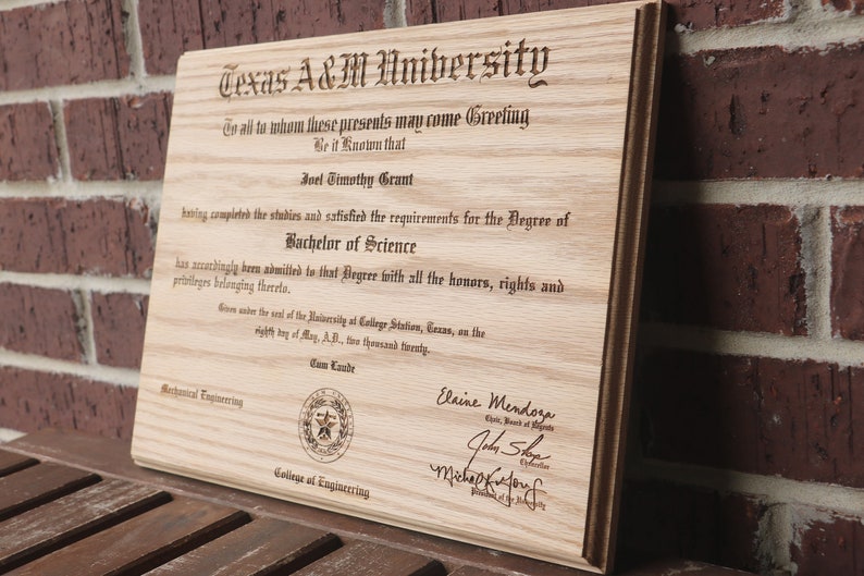 Engraved Diploma Certificate 11 X 14 Solid Red Etsy