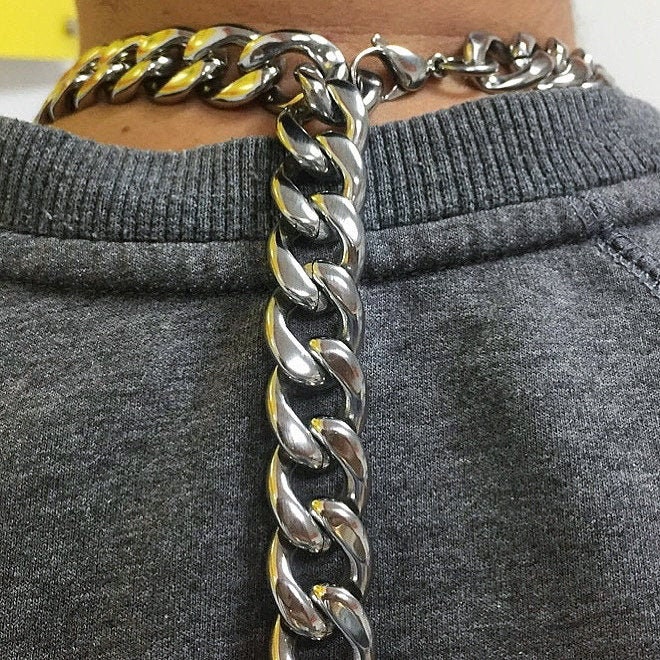 XXXtentacion ANCHOR chain! 27" 15mm Cuban Link Stainless Steel C…