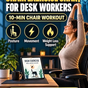 Chair Exercises - Exercise Chart for Desk Workers | 10-Minute Chair Workout | Posture - Weight Loss Support | Printable PDF