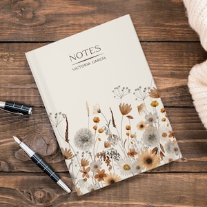 Personalized Hardcover Journal Floral Notebook Custom Journal Gift for Women Hardcover Notebook Writing Journal Lined Aesthetic Notebook