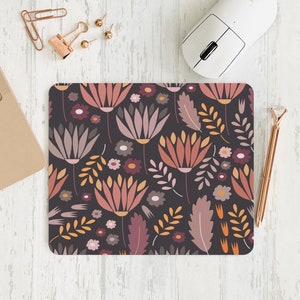 Fall Flowers Mousepad Floral Mousepad Aesthetic Office Decor Floral Desk Accessories Botanical Mousepad Cute Mouse Pad Gift for Coworker