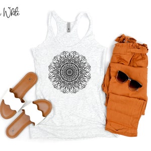 Floral Mandala Racerback Tank Top for Women | Floral Tank Top | Yoga Tank | Workout Tank Top | Cute Tank Top