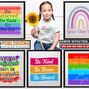 Inspirational Quotes SVG Bundle | Rainbow Motivational SVG | Inspirational Svg | Motivational Quotes, Rainbow SVG Bundle | Inspirational Svg