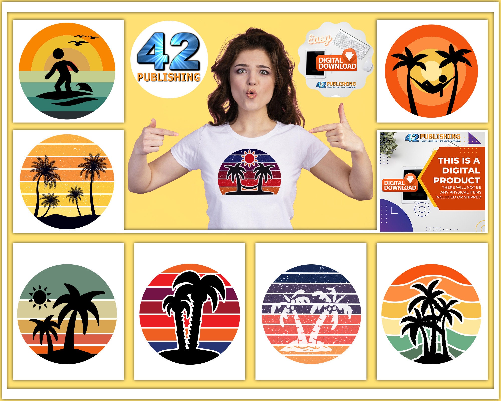 Summer Vintage Beach Retro Penguin Sublimation Png