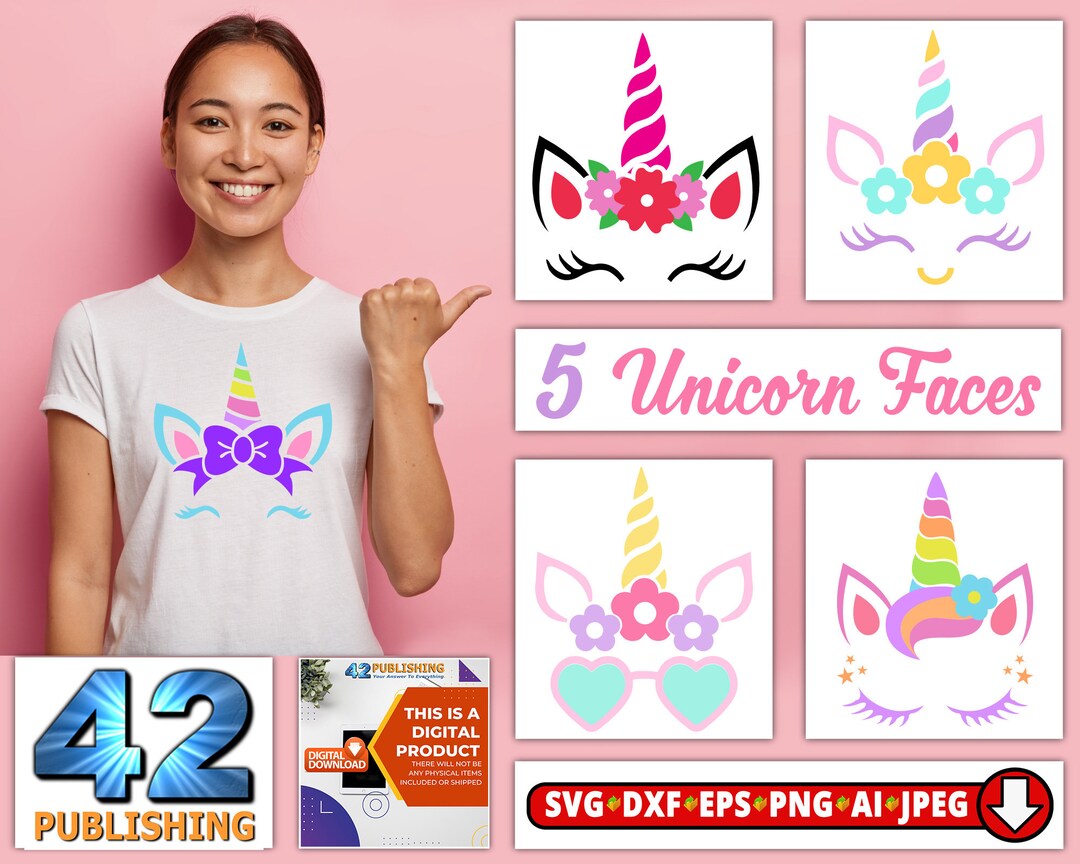 Unicorn Face Svg, Unique Design, Unicorn Svg for Print, Commercial Use ...