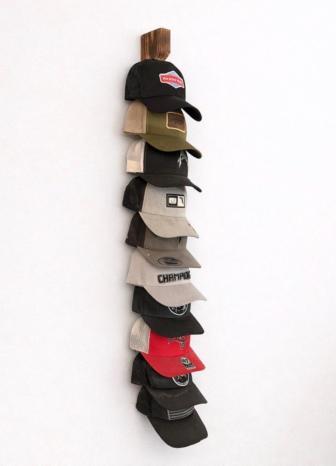Woodworker Baseball Cap Rack Wall Mounted Hat Rack | Wooden Baseball Cap Holder | Rustic Wood Hat ...