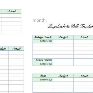 Monthly Paycheck and Bill Tracker