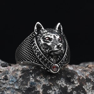 Wolf Head Silver Ring, 925 Sterling Silver Ring, Handmade Ring, Wolf Animal Ring, Wild Wolf Ring, Oxidized Silver Ring, Unique Jewelry
