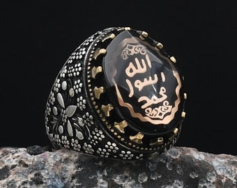 Gift for Men, Handmade Silver, Islamic Silver Ring, 925 Sterling Silver Ring for Men, Seal of Prophet Muhammad Silver Ring, Turkish Ring