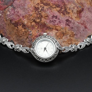 Vintage Silver and Marcasite Watch - Etsy display picture 2