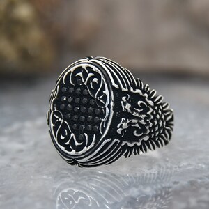 Double Headed Eagle Men Ring, 925 Sterling Silver, Ring for Men, Handmade Ring, 925 Silver with Oxidized Pattern , Animal Ring