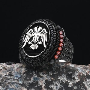 Vintage Men Ring, Seljuks Eagle Silver Ring, Eagle Men Ring, Mens Handmade Ring, 925k Silver Men Jewelry, Double Headed Eagle Ring