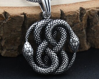 Snake Pendant, Snake Charm With Chain Necklace, Snake Silver