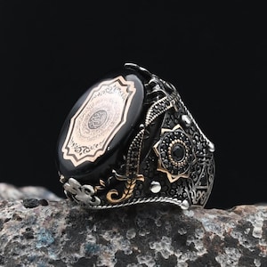 İslamic Silver Ring,925 Sterling Silver Ring,Ayetel Kursi Handmade Silver Ring,Hand Carved Quran,Rings For Muslim,al-Kursi vrse Silver Ring