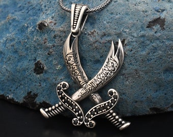 Ali Zulfiqar Sword Necklace, Zulfiqar Silver Necklace, 925 Sterling Silver Necklace, Zulfiqar Handmade Necklace, Best Gift Necklace