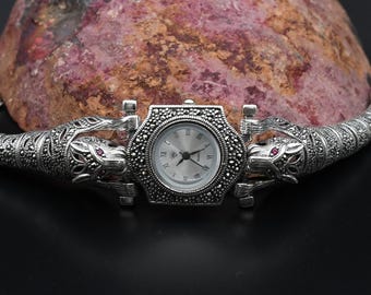 ヴィンテージ パンサー マーカサイト ルビー スターリングシルバー