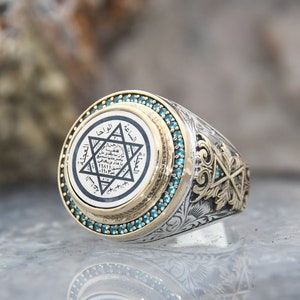 Solomon&#39;s Seal Ring, Handmade Sterling Silver Ring, Star of David Ring, Solomon Seal Silver Ring, Vintage Men Ring, Silver Ring For Men