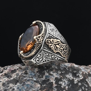 Sultanite Gemstone Ring, 925 Sterling Silver Ring, Vintage Ring, Engraved Jewelry Ring, Sultanite Color Changing Gemstone