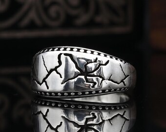 Handmade Engraved Vintage Ring, 925 Sterling Silver Ring, Ring for Men, Gift for Him, Simple Men's Ring