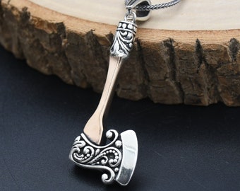 Axe Charm With Chain, Solid Silver Axe Necklace, Sterling Silver Axe Necklace, Handmade Necklace, Gift for Him