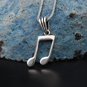 Music Note Silver Necklace, 925 Sterling Silver Necklace, Music Symbol Necklace, Handmade Necklace, Gift For Musician