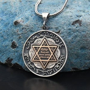 Religious Silver Necklace, Handmade Necklace, Star of David, King Solomon&#39;s Seal Men Necklace, Star of Solomon Charm With Chain, Best Gift