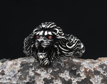 Lion Desgin Ring, Handmade 925k Sterling Silver Ring, Gift for him