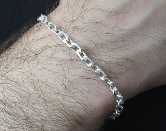 Bracelet chaîne d'ancre 4 mm, bracelets en argent sterling 925, bracelets faits main