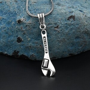 Pendentif clé en argent, collier clé en argent, collier en argent sterling 925, collier fait main, bijoux unisexes oxydés