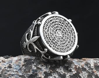 Anillo de plata islámico, anillo de plata con el nombre de Alá, anillo de plata de ley 925, anillo grabado para hombre, anillo de plata Esmaul Husna para hombre