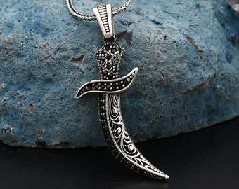 925 Sterling Silver Necklace, Sword Necklace, Sword Figure, Sword Charm With Chain, Handmade Necklace, Gift for Boyfriend, Mens Jewerly